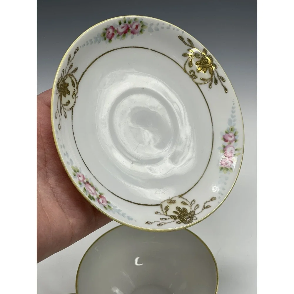 Antique Nippon Teacup & Saucer Plate Hand‎ Painted Floral A50